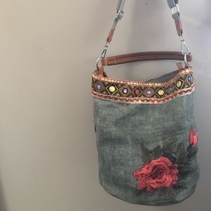Denim Floral Purse